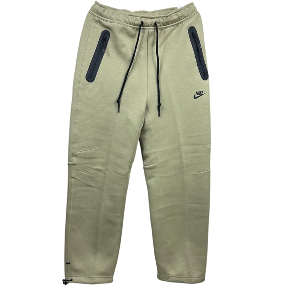 Nike Tech Fleece Open Hem Pants Mens Medium Neutral Olive Jogger HJ6533-276 NEW - Picture 1 of 7
